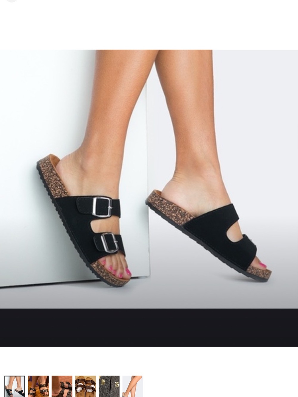 Women's BrownDouble-Buckle Cork Slide Sandals